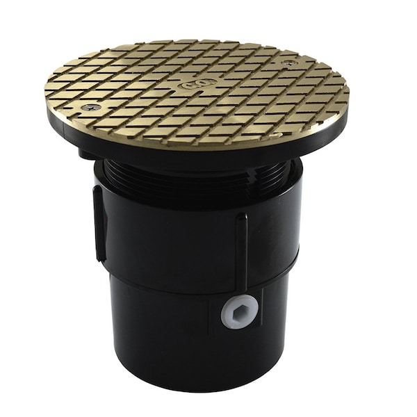 Jones Stephens 3in. x 4in. ABS Pipe Fit Base Cleanout with 3-1/2in. Plastic Spud and 6in. Nickel Bronze Cover C59013 - main